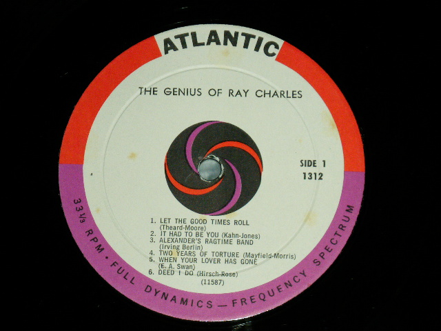 画像: RAY CHARLES - THE GENIUS OF ( Ex+++,Ex/Ex+  EDSP)  / 1960 US AMERICA ORIGINAL 1st Press "RED & PLUM Ring BULLSEYE" Label MONO Used LP 