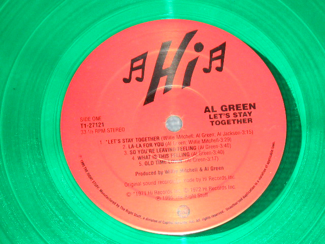 画像: AL GREEN - LET'S STAY TOGETHER / 1999? US Limited Reissue "GREEN WAX Vinyl" used LP 