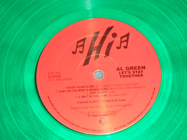 画像: AL GREEN - LET'S STAY TOGETHER / 1999? US Limited Reissue "GREEN WAX Vinyl" used LP 