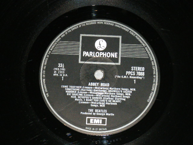 画像: THE BEATLES - ABBEY ROAD (MATRIX # A) YEX 749-2 6 MMP   B) YEX 750-1 3 AAD) (+xE/+++xE) / Late 1969 to Early 1970 UK ENGLAND EXPORT "1 x EMI & WHITE Parlophone" "GRAMOPHONE Credit Label " STEREO Used LP