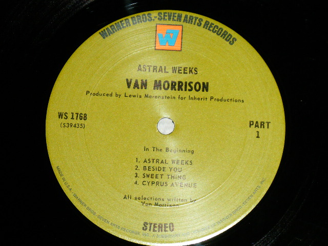 画像: VAN MORRISON - ASTRAL WEEK ( Matrix Number  A)39435  WS 1768 A-1B /B)39436  WS 1768 B-1B )( Ex+++/Ex+++ Looks:MINT- )  / 1969 US AMERICA  ORIGINAL 1st Press "GREEN with "W7" on TOP Label" Used LP