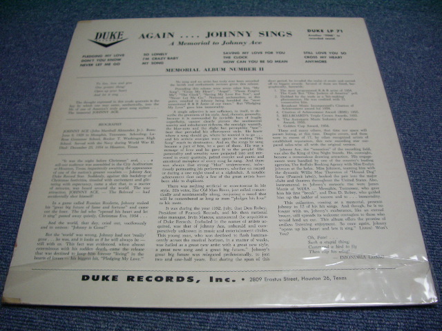 画像: IJOHNNY ACE - MEMORIAL ALBUM OF JOHNNY ACE AGAIN... / 1961 Version US AMERICA  "1st Press "ORANGE with PURPLE Label" "2nd PRESS JACKETT" Used LP 
