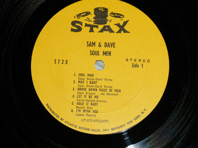 画像: SAM & DAVE - SOUL MEN  ( Matrix #  A) ST-STX671119-1B CT T /B) ST-STX671120-1B CT T )  ( MINT-/MINT ) / 1967  US AMERICA ORIGINAL "STEREO"  "1841 BROADWAY YELLOW LABEL" Used LP 