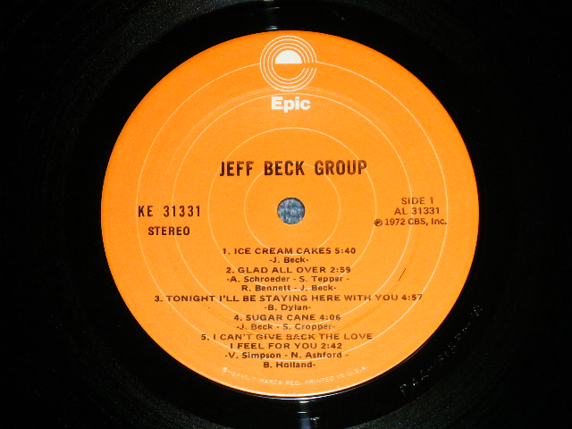 画像: JEFF BECK GROUP -  JEFF BECK GROUP (Matrix #  A) PAL31331-1B /B) PBL-31331-1A )  (MINT-/MINT-)  / 1973 Version  US AMERICA  2nd Press "ORANGE Label" Used LP 