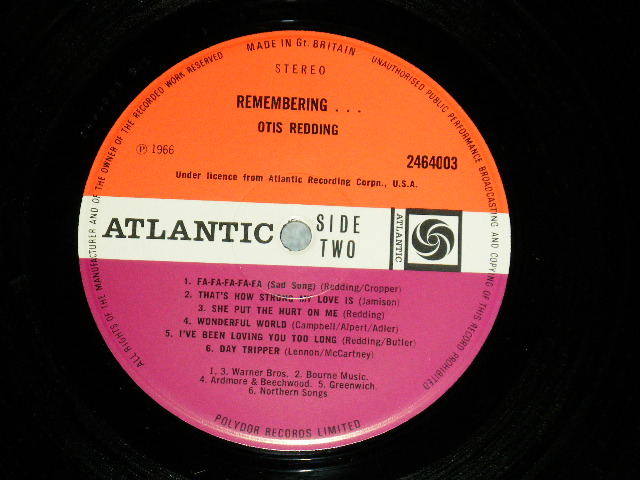 画像: OTIS REDDING -  REMEMBERING ( Matrix #  A) A//1 / B) B//1)  ( Ex++/Ex+++ Looks:MINT-)  / 1970 UK ENGLAND ORIGINAL Used LP 