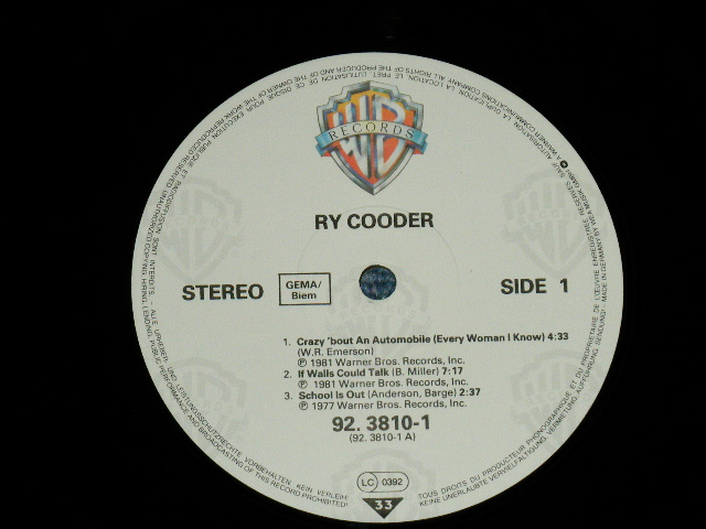 画像: RY COODER - LIVE : 6 SONGS ALBUM  (SEALED) / 1982 FRANCE FRENCH  ORIGINAL "BRAND NEW SEALED"LP 