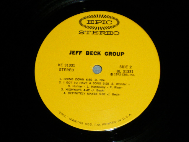 画像: JEFF BECK GROUP -  JEFF BECK GROUP (Matrix #  A) PAL31331-1D /B) PBL-31331-1C )  (Ex/Ex+++ Looks:Ex++)  / 1972  US AMERICA    ORIGINAL 1st Press "YELLOW  Label" Used LP 