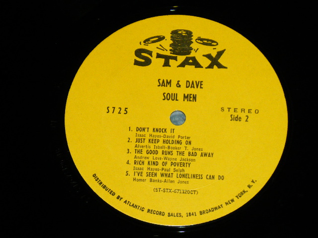 画像: SAM & DAVE - SOUL MEN  ( Matrix #  A) ST-STX671119-1B CT T /B) ST-STX671120-1B CT T )  ( MINT-/MINT ) / 1967  US AMERICA ORIGINAL "STEREO"  "1841 BROADWAY YELLOW LABEL" Used LP 