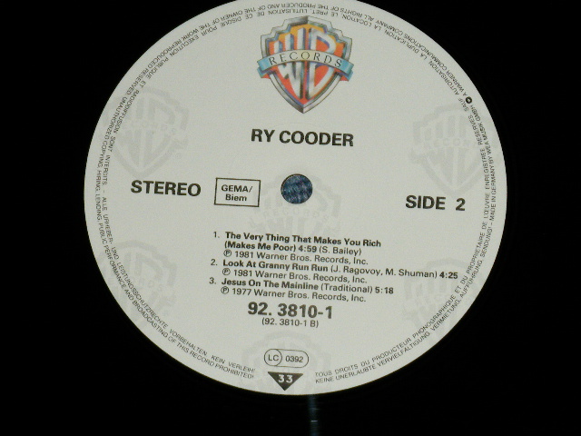 画像: RY COODER - LIVE : 6 SONGS ALBUM    ( Ex++/MINT- ] EDSP) / 1981 GERMANY GERMAN  ORIGINAL Used LP 