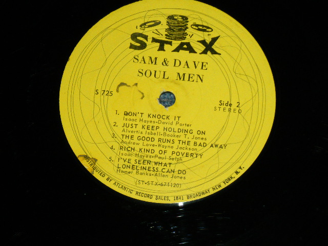画像: SAM & DAVE - SOUL MEN  ( Matrix #  A) ST-STX671119A A-T  LW/B) ST-STX671120A A-T  LW)  ( Ex+/Ex+ Looks*Ex ) / 1967  US AMERICA ORIGINAL "STEREO"  "1841 BROADWAY YELLOW LABEL" Used LP 
