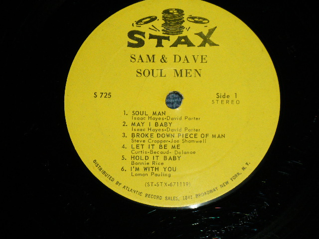 画像: SAM & DAVE - SOUL MEN  ( Matrix #  A) ST-STX671119A A-T  LW/B) ST-STX671120A A-T  LW)  ( Ex+/Ex+ Looks*Ex ) / 1967  US AMERICA ORIGINAL "STEREO"  "1841 BROADWAY YELLOW LABEL" Used LP 