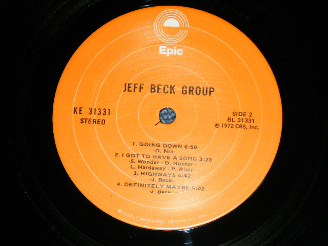 画像: JEFF BECK GROUP -  JEFF BECK GROUP (Matrix #  A) PAL31331-1B /B) PBL-31331-1A )  (MINT-/MINT-)  / 1973 Version  US AMERICA  2nd Press "ORANGE Label" Used LP 