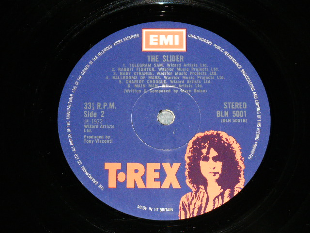 画像: T-REX  - THE SLIDER   (MATRIX #  A) A-2U  /B) B-2U) ( Ex++/Ex+++ : EDSP  ) / 1972 UK ENGLAND  ORIGINAL  Used LP