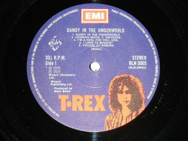 画像: T-REX  - DANDY IN THE UNDERWORLD  (MATRIX #  A) 1U  /B) 1U) ( Ex+/MINT-  A-1:Ex++ ) / 1977 UK ENGLAND  ORIGINAL  Used LP