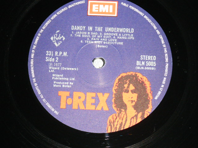 画像: T-REX  - DANDY IN THE UNDERWORLD  (MATRIX #  A) 1U  /B) 1U) ( Ex+/MINT-  A-1:Ex++ ) / 1977 UK ENGLAND  ORIGINAL  Used LP