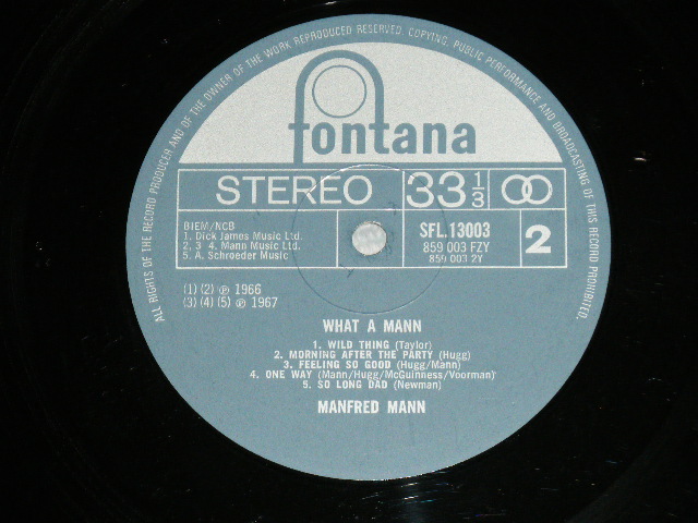 画像: MANFRED MANN -  WHAT A MANN ( Matrix # A) 1//1 / B) 2//1 ) ( Ex+++/MINT-) / 1968 UK ENGLAND  ORIGINAL Used LP 