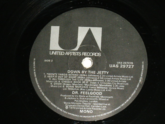 画像: DR.FEELGOOD - DOWN BY THE JETTY ( Matrix # A) 1U /B) 1U) ( MINT-~Ex+++/Ex+++ ) /  1975 UK ENGLAND ORIGINAL Used LP 