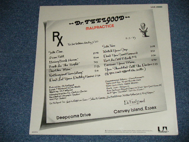 画像: DR.FEELGOOD - MARPRACTICE  ( Matrix # A) 1U /B) 1U) ( MINT-/MINT-) /  1975 UK ENGLAND ORIGINAL Used LP 
