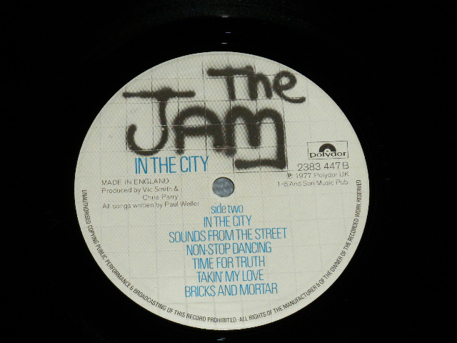 画像: THE JAM - IN THE CITY ( Matrix # A) A//3 / B) B//2 )  ( Ex++/MINT- )   / 1977 UK ENGLAND ORIGINAL  Used LP 