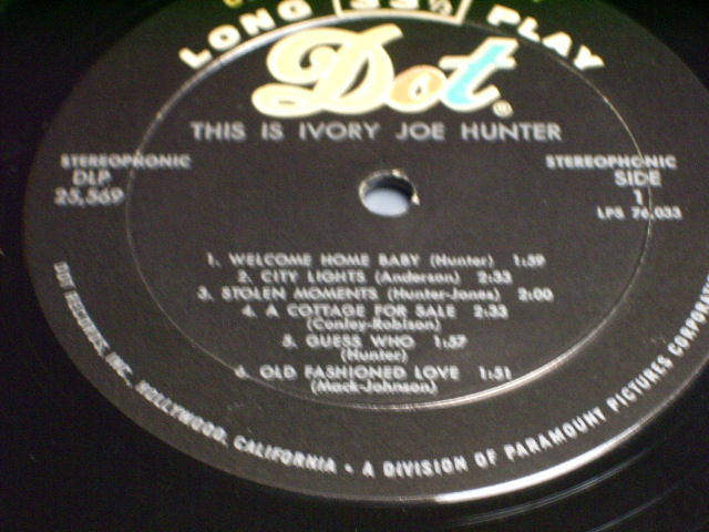 画像: IVORY JOE HUNTER - THIS IS IVORY JOE HUNTER / 1960 US  AMERICA ORIGINAL Used LP 