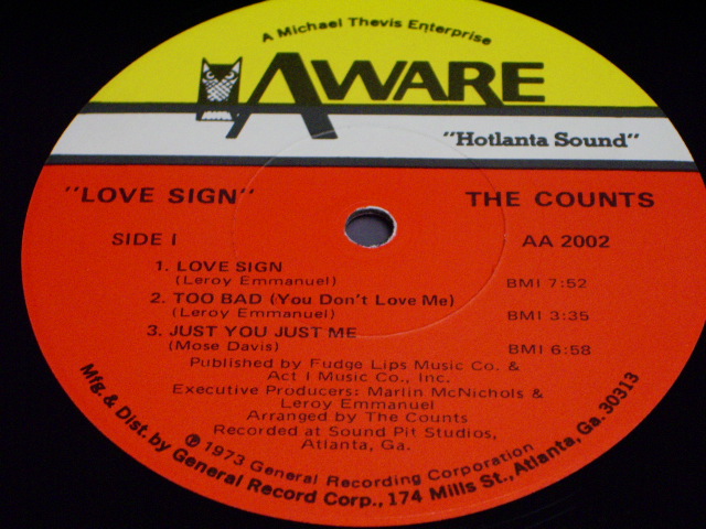 画像: THE COUNTS -LOVE SIGN / 1973  US AMERICA ORIGINAL Used  LP 