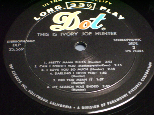 画像: IVORY JOE HUNTER - THIS IS IVORY JOE HUNTER / 1960 US  AMERICA ORIGINAL Used LP 