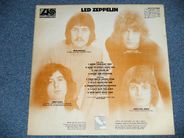 画像: LED ZEPPELIN - LED ZEPPELIN I ( 2nd Press ORANGE  Text Front Cover)( Matrix Number A) 588171 A//1 : B) 588171 B//1 ) ( Ex+++/Ex+++ B-1:Ex++)  / 1969 UK ENGLAND ORIGINAL 2nd Press "ORANGE Text on Front Cover Top" "RED & PLUM  Label" Used LP 