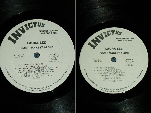 画像: LAURA LEE - I CAN'T MAKE IT ALONE ( Ex-/MINT- ; CUT OUT )/ 1974 US AMERICA ORIGINAL "WHITE LABEL PROMO" Used  LP 