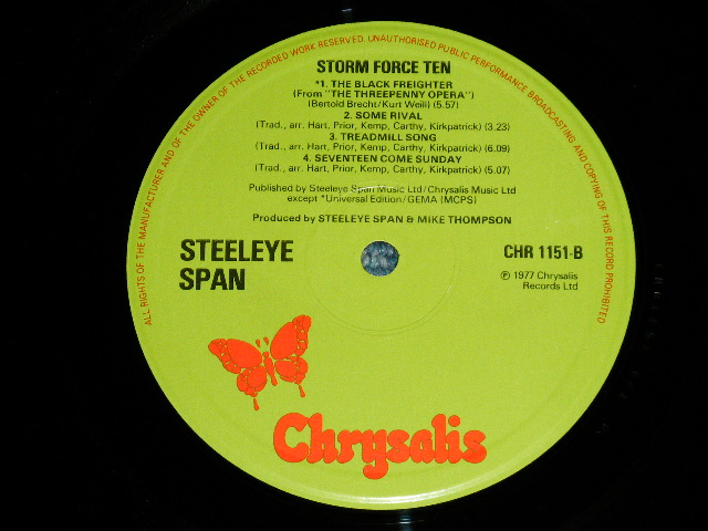 画像: STEELEYE SPAN -  STORM FORCE TEN : With Original Inner Sleeve & Inserts ( Matrix # A 1/ B 1 )  ( Ex+++/MINT- ) / 1977  UK ENGLAND ORIGINAL "GREEN Labell" Used LP 7