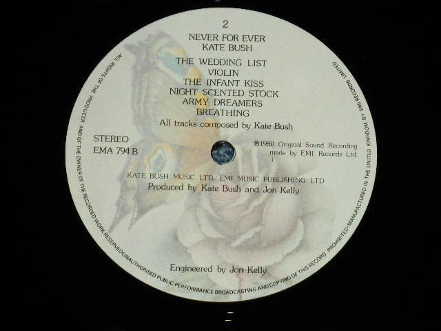 画像: KATE BUSH - NEVER FOR EVER(Matrix #    A) A-5   B) B-4) (MINT-/MINT ) / 1980 UK ENGLAND ORIGINAL Used LP 