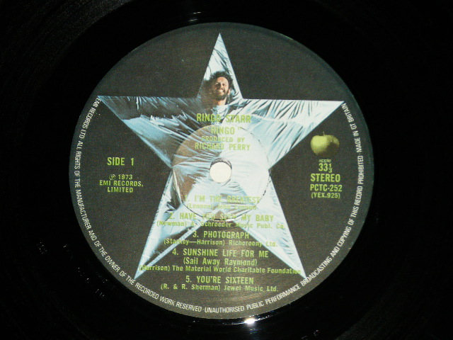 画像: RINGO STARR -  RINGO( Martix # 1U/3U ) ( Ex++/Ex+++ ) / 1973 UK ENGLAND  ORIGINAL Used LP 
