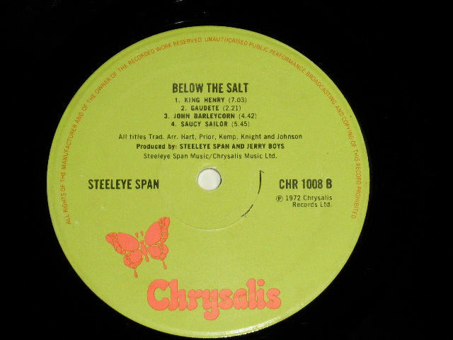 画像: STEELEYE SPAN -  BELOW THE SALE ( Matrix # 3U/1U)  ( Ex++/Ex+++ A-4:Ex ) / 1972  UK ENGLAND ORIGINAL "GREEN Labell" Used LP 