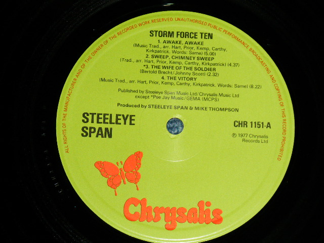 画像: STEELEYE SPAN -  STORM FORCE TEN : With Original Inner Sleeve & Inserts ( Matrix # A 1/ B 1 )  ( Ex+++/MINT- ) / 1977  UK ENGLAND ORIGINAL "GREEN Labell" Used LP 7