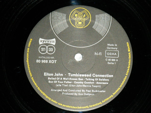 画像: ELTON JOHN  -TUMBLEWEED CONNECTION  (Ex++/MINT- )  / 1970 WEST-GERMAN GERMANY ORIGINAL  "With Booklet" Used  LP 