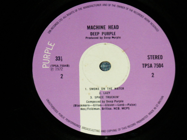 画像: DEEP PURPLE - MACHINE HEAD  ( Matrix # A:1-U/B:1-U ) (Ex/Ex++ Looks:Ex-)  / 1972 UK ORIGINAL "1st Press"  Used LP 