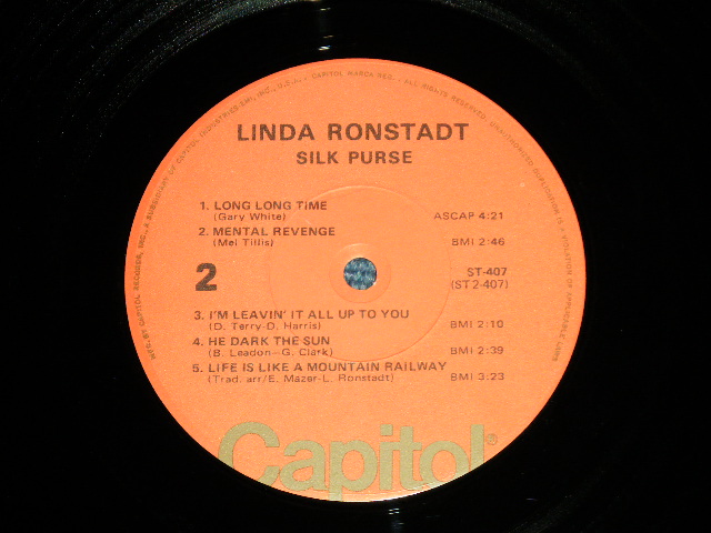 画像: LINDA RONSTADT- SILK PURSE  ( Matrix #  A) 1-407-A-8 l-‣* MASTERED BY CAPITOL  B) 2-407-A-11  l-‣* MASTERED BY CAPITOL) "LOS ANGELES PRESS"   ( Ex++/MINT- )  / 1972-78 Version US AMERICA "ORANGE LABEL" Used LP 