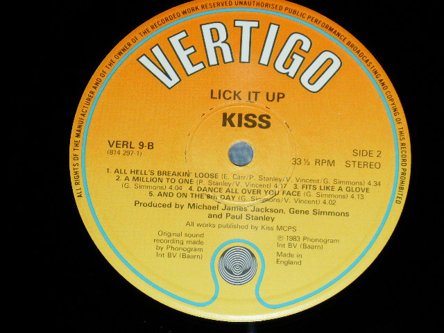 画像:  KISS - LICK IT UP ( Ex+++.MINT-)  / 1983 UK ENGLAND ORIGINAL Used  LP 