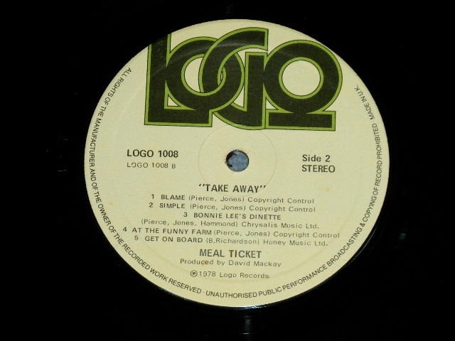画像: MEAL TICKET -  TAKE AWAY  ( Ex+++/MINT- : EDSP ) / 1978 UK ENGLAND ORIGINAL Used  LP