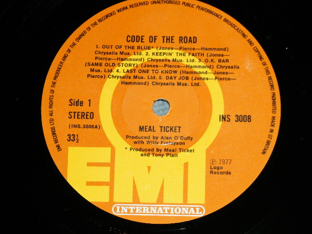 画像: MEAL TICKET - CODE OF THE ROAD   ( Ex+++/MINT- ) / 1977 UK ENGLAND ORIGINAL Used  LP