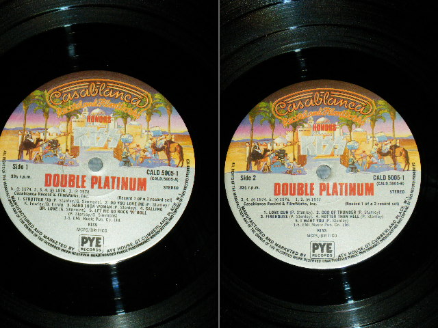 画像:  KISS -  DOUBLE PLUTINUM  ( Ex++/Ex+++)  / 1978 UK ENGLAND ORIGINAL Vinyl + US EXPORT Jackt  Used 2-LP 
