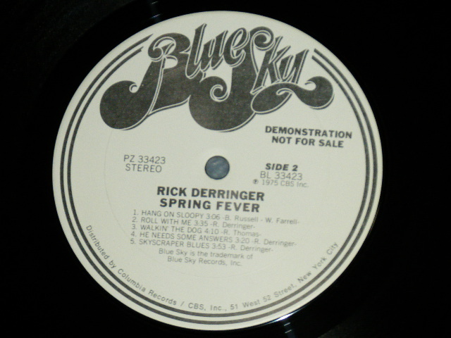 画像: RICK DERRINGER - SPRING FEVER : With ORIGINAL INNER SLEEVE  ( Ex+/MINT- : Cut Out for PROMO )   / 1975 US AMERICA  ORIGINAL "WHITE LABEL PROMO" Used LP  