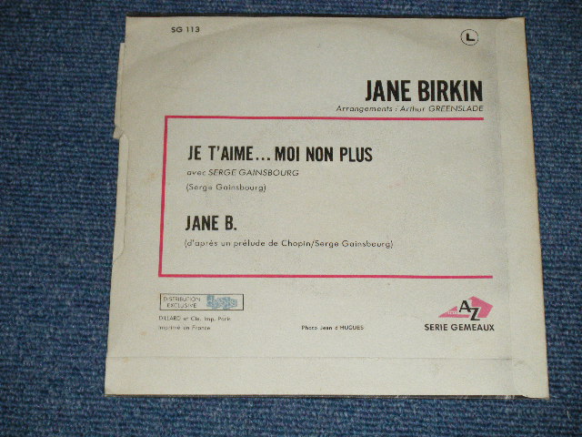 画像: JANE BIRKIN avec SERGE GAINSBOURG  - JE T'AIME...MOI NON PLUS  (Ex+/Ex+++)  / 1960's FRANCE FRENCH ORIGINAL Used Used 7" Single 