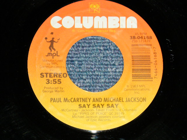 画像1: PAUL McCARTNEY ( of The BEATLES) & MICHAEL JACKSON  - SAY SAY SAY : ODE TO A KOALA BEAR ( Ex++/Ex++) / 1983  US AMERICA  ORIGINAL Used 7" Single 