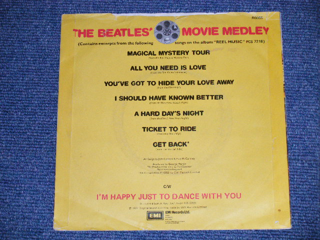 画像: The BEATLES -  MOVIE MEDLEY : I'M HAPPY JUST TO DANCE WITH YOU   (Ex/Ex+++) / 1982 UK ENGLAND ORIGINAL Used 7" Single With PICTURE SLEEVE 