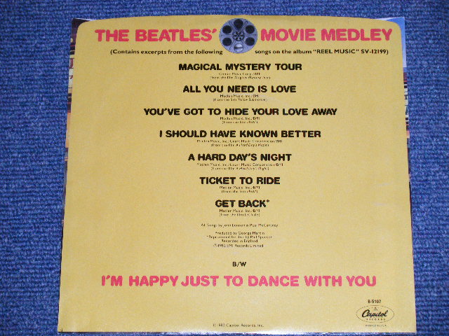 画像: The BEATLES -  MOVIE MEDLEY : I'M HAPPY JUST TO DANCE WITH YOU   (MINT-/MINT- / 1982 US AMERICA  ORIGINAL Used 7" Single With PICTURE SLEEVE 