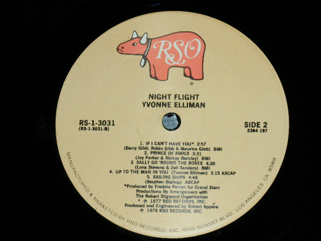 画像: YVONNE ELLIMAN - NIGHT FLIGHT  ( Ex+++/MINT- : Cut out) / 1977 US AMERICA  ORIGINAL  Used LP 