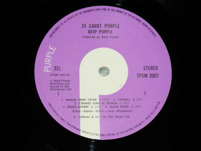 画像: DEEP PURPLE - 245 CARATY   ( Matrix # A:A-1/B) B-1 ) (Ex+++/MINT-)  / 1975 UK ORIGINAL "1st Press"  Used LP