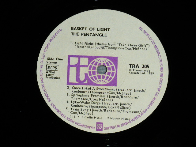 画像: THE PENTANGLE - BASKET OF LIGHT (A1/B1)  (Ex+/Ex++,Ex+++ ) / 1969 UK ENGLAND ORIGINAL Used LP 