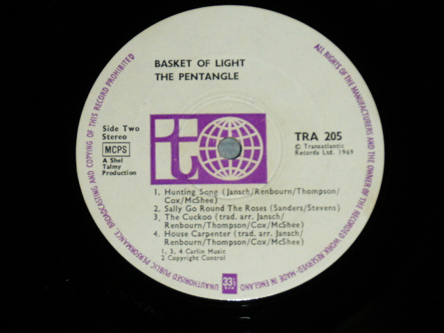 画像: THE PENTANGLE - BASKET OF LIGHT (A1/B1)  (Ex+/Ex++,Ex+++ ) / 1969 UK ENGLAND ORIGINAL Used LP 