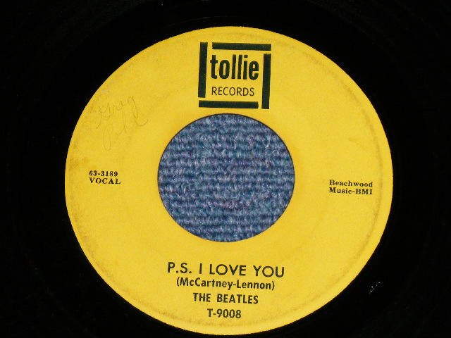 画像: The BEATLES - LOVE ME DO / P.S. I LOVE YOU  (Matrix #  A) 63-3188 /B) 63-3189    FAT SOUND VERSION)  ( Ex Looks:VG+++/VG++ ) / 1964  US AMERICA  ORIGINAL "YELLOW with Black Print Label" Used 7" Single 